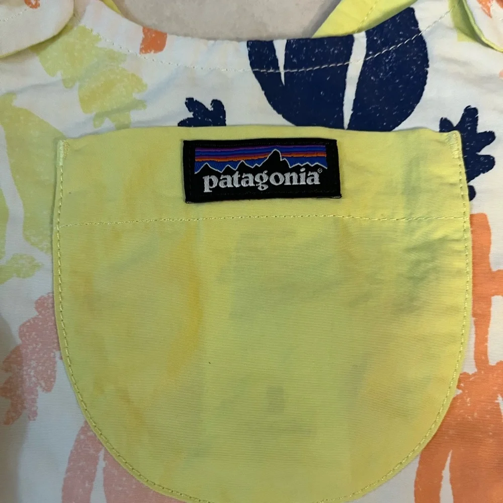 Patagonia Girls White Dress Set with Orange, Yellow, Navy Floral Print